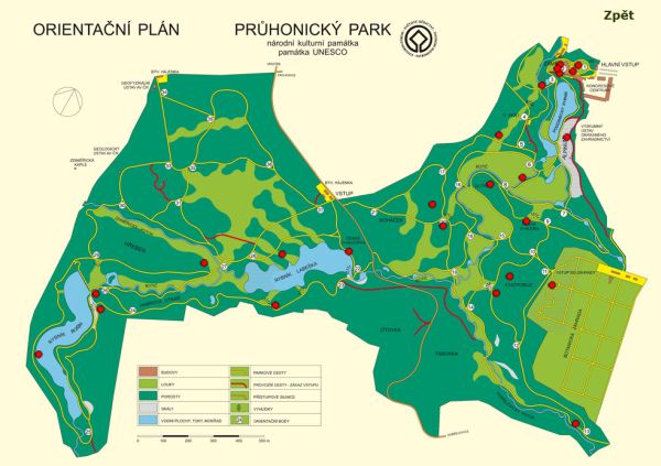 mapka Průhonického parku
